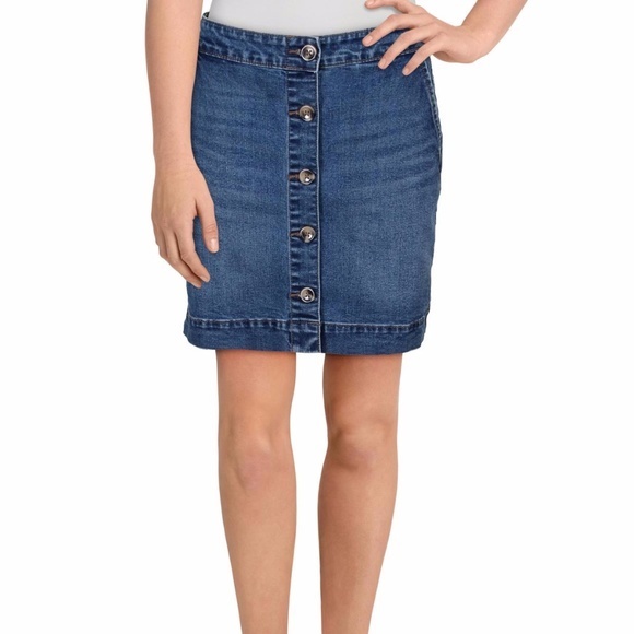 NWT MAISON JULES Denim Button Skirt - 6 - Picture 4 of 4